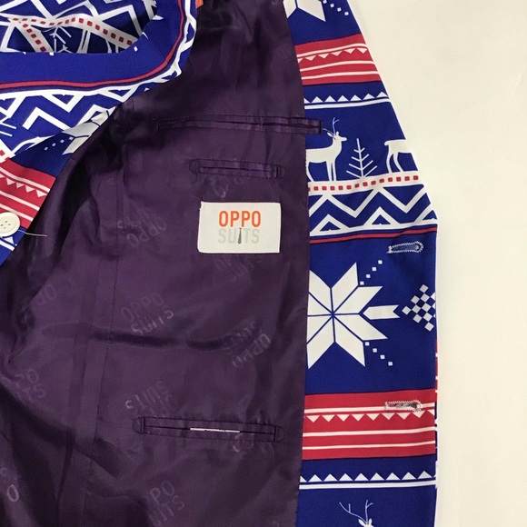 The Rudolph Deer Snowflake Blazer Jacket Red Blue White NWOT size 40 - Picture 7 of 7